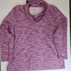 Karen Scott Sport Athleisure Sweatshirt Womens Size XL Pink Space Dye Mock Neck